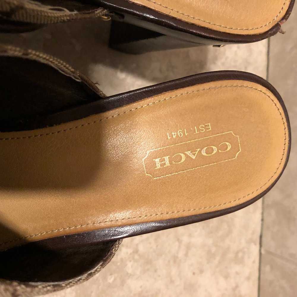 COACH SHASHA MONOGRAMMED PLATFORM HEELED MULES 8.5 - Picture 9 of 15